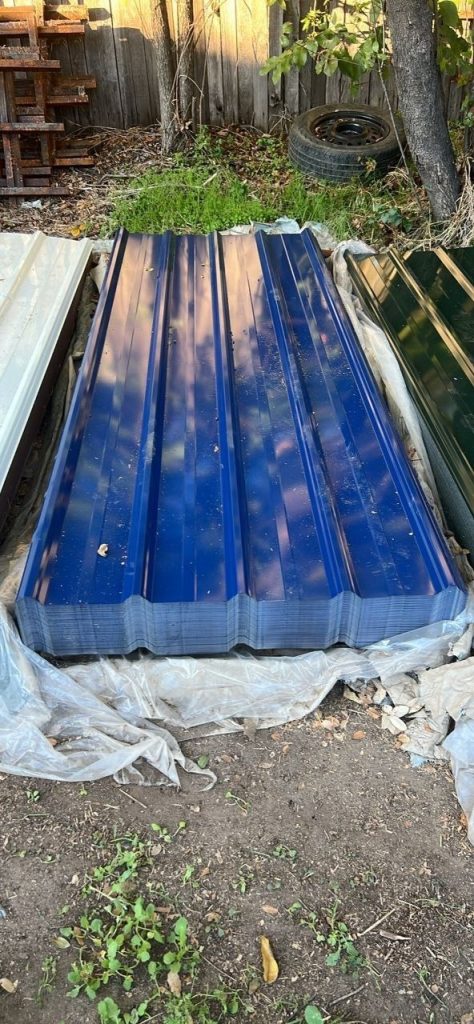 Blue corrugated metal roofing panel 26 gauge Sacramento