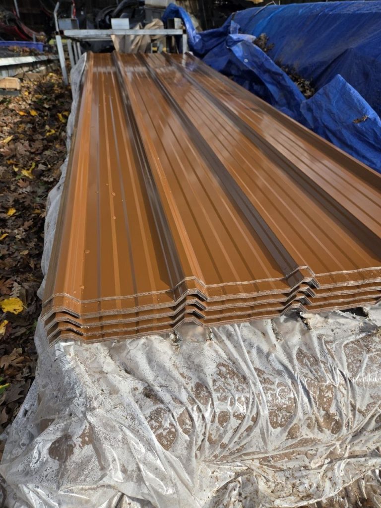 Brown corrugated metal roofing panel 26 gauge Sacramento